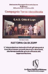 Motivazione Premio Compagnia Terza Classificata rassegna Bubano 2003-04